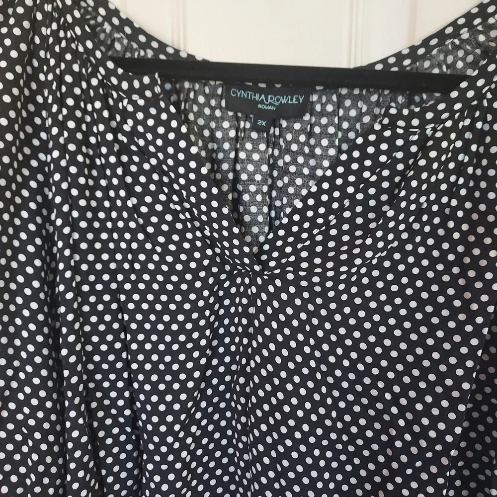Cynthia Rowly 3/4 Sleeve Polka-dot Blouse - Picture 3 of 7